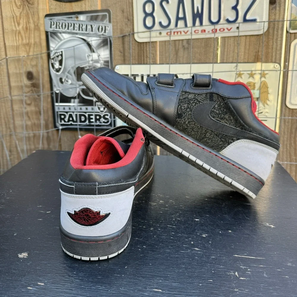 Sz 13 2008 Nike Air Jordan‎ 1 Low Strap Retro I Black Stealth Grey 20 Laser 3